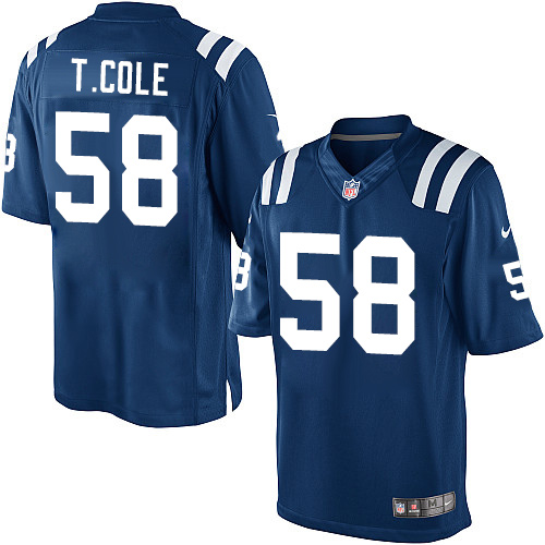 Men's Limited Trent Cole Nike Jersey Royal Blue Home - #58 NFL Indianapolis Colts